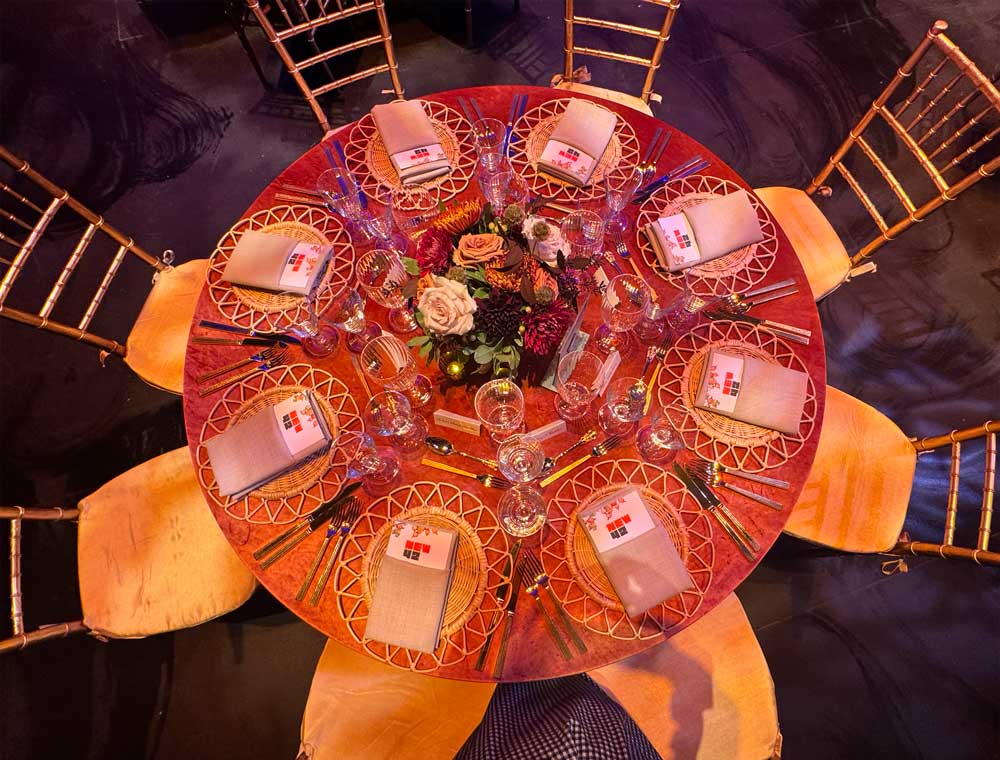 bird's eye view of the table scape for the New42 event